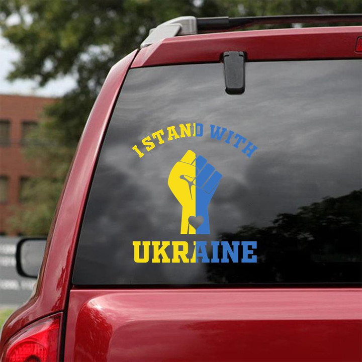 Support Ukraine I Stand With Ukraine Ukrainian Flag Essential Car Vinyl Decal Sticker 12x12IN 2PCS