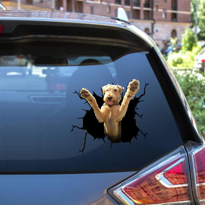 Airedale Terrier Crack Window Decal Custom 3d Car Decal Vinyl Aesthetic Decal Funny Stickers Cute Gift Ideas Ae10011 Car Vinyl Decal Sticker Window Decals, Peel and Stick Wall Decals 12x12IN 2PCS