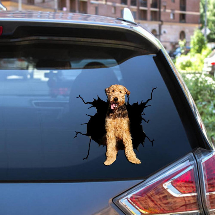 Airedale Terrier Crack Window Decal Custom 3d Car Decal Vinyl Aesthetic Decal Funny Stickers Cute Gift Ideas Ae10010 Car Vinyl Decal Sticker Window Decals, Peel and Stick Wall Decals 12x12IN 2PCS