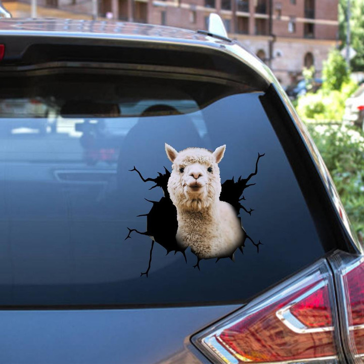 Alpaca Crack Window Decal Custom 3d Car Decal Vinyl Aesthetic Decal Funny Stickers Cute Gift Ideas Ae10027 Car Vinyl Decal Sticker Window Decals, Peel and Stick Wall Decals 12x12IN 2PCS