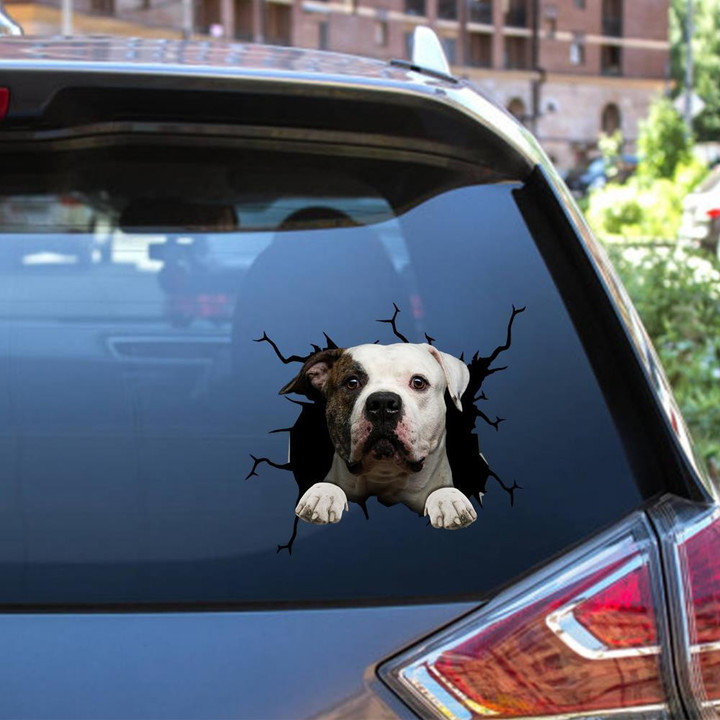 American Bulldog Crack Window Decal Custom 3d Car Decal Vinyl Aesthetic Decal Funny Stickers Cute Gift Ideas Ae10036 Car Vinyl Decal Sticker Window Decals, Peel and Stick Wall Decals 12x12IN 2PCS