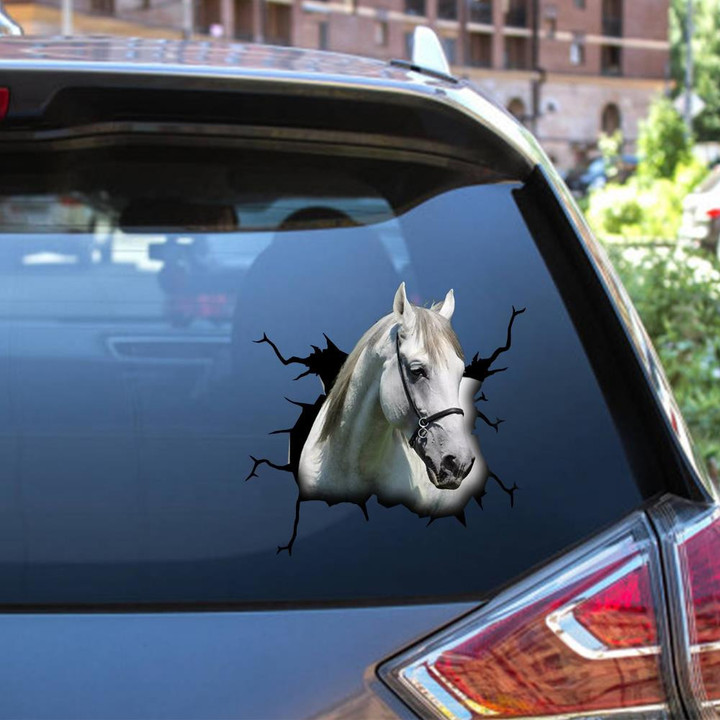 Andalusian Horse Crack Window Decal Custom 3d Car Decal Vinyl Aesthetic Decal Funny Stickers Home Decor Gift Ideas Car Vinyl Decal Sticker Window Decals, Peel and Stick Wall Decals 12x12IN 2PCS
