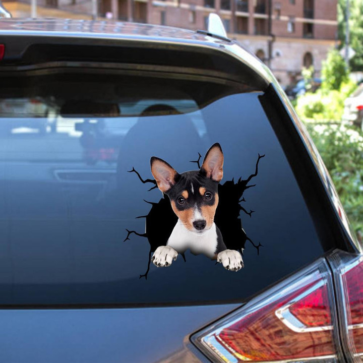Basenji Crack Window Decal Custom 3d Car Decal Vinyl Aesthetic Decal Funny Stickers Cute Gift Ideas Ae10092 Car Vinyl Decal Sticker Window Decals, Peel and Stick Wall Decals 12x12IN 2PCS