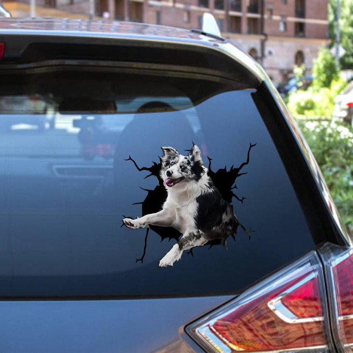 Australian Shepherd Crack Window Decal Custom 3d Car Decal Vinyl Aesthetic Decal Funny Stickers Cute Gift Ideas Ae10077 Car Vinyl Decal Sticker Window Decals, Peel and Stick Wall Decals 12x12IN 2PCS