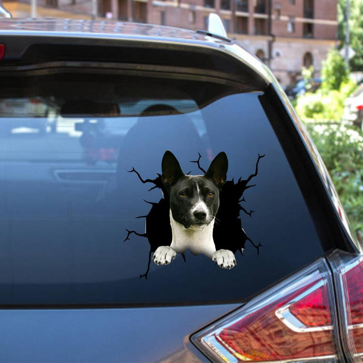 Basenji Crack Window Decal Custom 3d Car Decal Vinyl Aesthetic Decal Funny Stickers Cute Gift Ideas Ae10091 Car Vinyl Decal Sticker Window Decals, Peel and Stick Wall Decals 12x12IN 2PCS
