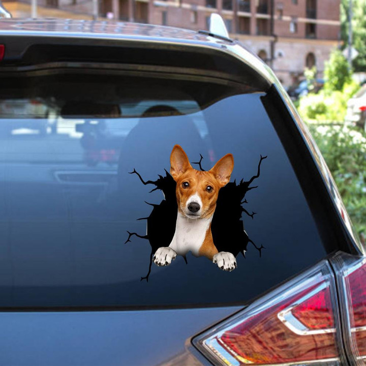 Basenji Crack Window Decal Custom 3d Car Decal Vinyl Aesthetic Decal Funny Stickers Home Decor Gift Ideas Car Vinyl Decal Sticker Window Decals, Peel and Stick Wall Decals 12x12IN 2PCS