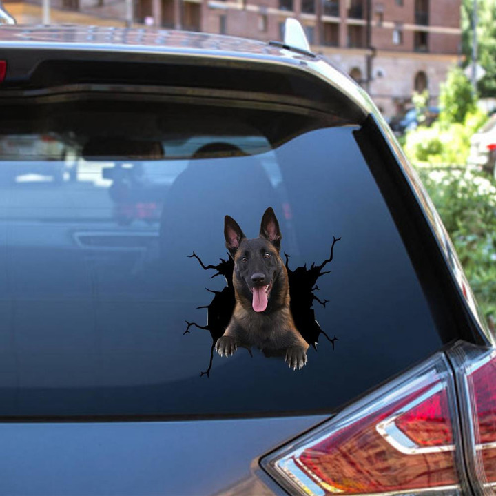 Belgian Malinois Crack Window Decal Custom 3d Car Decal Vinyl Aesthetic Decal Funny Stickers Cute Gift Ideas Ae10133 Car Vinyl Decal Sticker Window Decals, Peel and Stick Wall Decals 12x12IN 2PCS