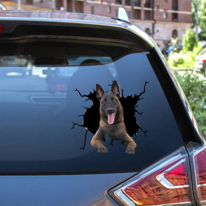 Belgian Malinois Crack Window Decal Custom 3d Car Decal Vinyl Aesthetic Decal Funny Stickers Cute Gift Ideas Ae10132 Car Vinyl Decal Sticker Window Decals, Peel and Stick Wall Decals 12x12IN 2PCS