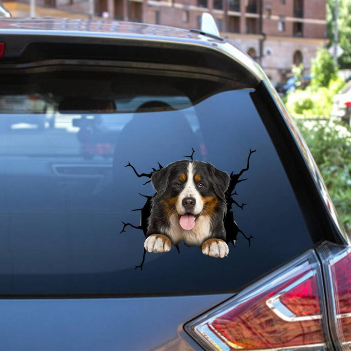 Bernese Mountain Dog Crack Window Decal Custom 3d Car Decal Vinyl Aesthetic Decal Funny Stickers Cute Gift Ideas Ae10152 Car Vinyl Decal Sticker Window Decals, Peel and Stick Wall Decals 12x12IN 2PCS