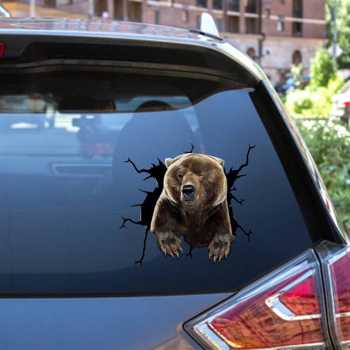 Bear Crack Window Decal Custom 3d Car Decal Vinyl Aesthetic Decal Funny Stickers Cute Gift Ideas Ae10125 Car Vinyl Decal Sticker Window Decals, Peel and Stick Wall Decals 12x12IN 2PCS
