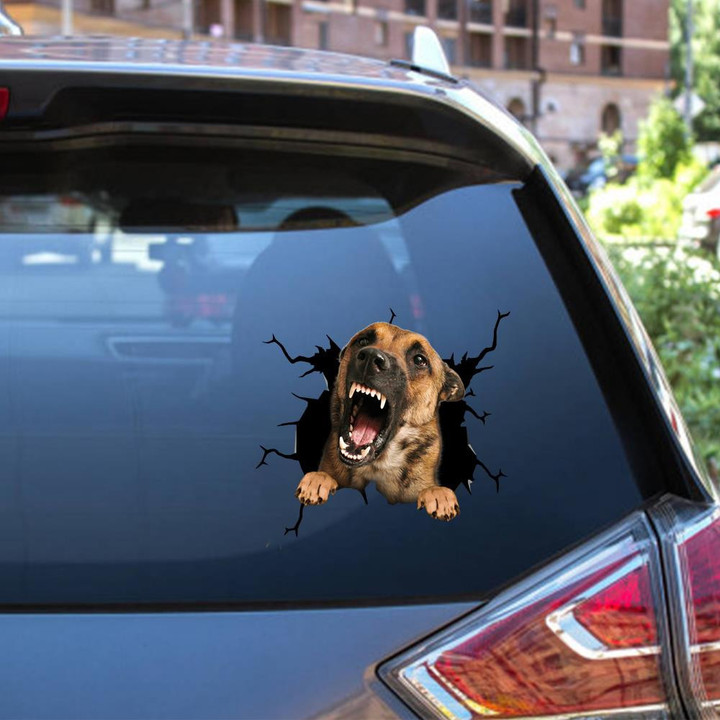 Belgian Malinois Crack Window Decal Custom 3d Car Decal Vinyl Aesthetic Decal Funny Stickers Home Decor Gift Ideas Car Vinyl Decal Sticker Window Decals, Peel and Stick Wall Decals 12x12IN 2PCS