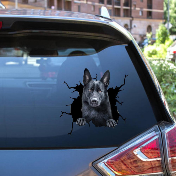Black German Shepherd Dog Breeds Dogs Decal Crack Funny Sticker Christmas Ideas For Mom Car Vinyl Decal Sticker Window Decals, Peel and Stick Wall Decals 12x12IN 2PCS