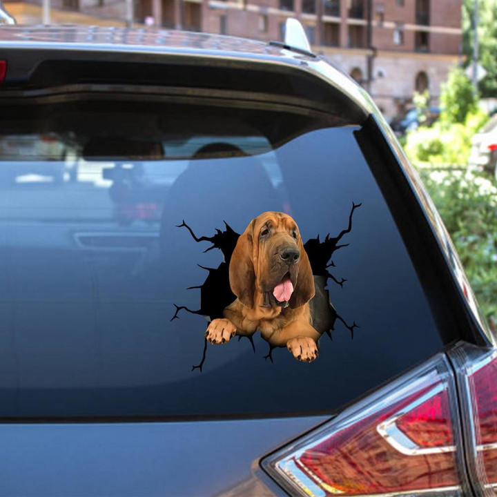 Bloodhound Crack Window Decal Custom 3d Car Decal Vinyl Aesthetic Decal Funny Stickers Cute Gift Ideas Ae10176 Car Vinyl Decal Sticker Window Decals, Peel and Stick Wall Decals 12x12IN 2PCS