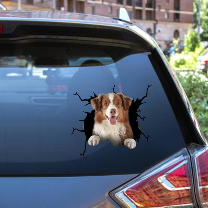 Border Collie Crack Window Decal Custom 3d Car Decal Vinyl Aesthetic Decal Funny Stickers Cute Gift Ideas Ae10195 Car Vinyl Decal Sticker Window Decals, Peel and Stick Wall Decals 12x12IN 2PCS