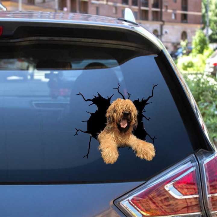 Briard Crack Window Decal Custom 3d Car Decal Vinyl Aesthetic Decal Funny Stickers Cute Gift Ideas Ae10245 Car Vinyl Decal Sticker Window Decals, Peel and Stick Wall Decals 12x12IN 2PCS