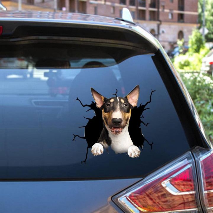 Bull Terrier Crack Window Decal Custom 3d Car Decal Vinyl Aesthetic Decal Funny Stickers Cute Gift Ideas Ae10269 Car Vinyl Decal Sticker Window Decals, Peel and Stick Wall Decals 12x12IN 2PCS