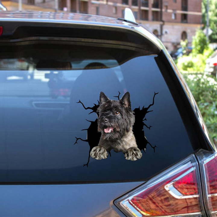 Cairn Terrier Crack Window Decal Custom 3d Car Decal Vinyl Aesthetic Decal Funny Stickers Home Decor Gift Ideas Car Vinyl Decal Sticker Window Decals, Peel and Stick Wall Decals 12x12IN 2PCS