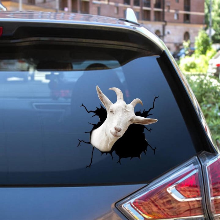 Cashmere Goat Crack Window Decal Custom 3d Car Decal Vinyl Aesthetic Decal Funny Stickers Home Decor Gift Ideas Car Vinyl Decal Sticker Window Decals, Peel and Stick Wall Decals 12x12IN 2PCS