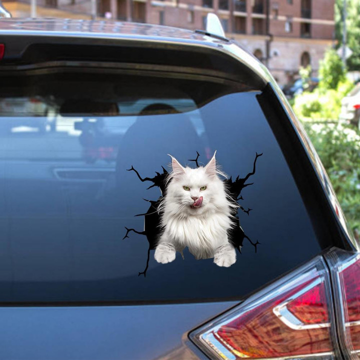 Cat Crack Decal Funny Stickers For Mom Car Vinyl Decal Sticker Window Decals, Peel and Stick Wall Decals 12x12IN 2PCS