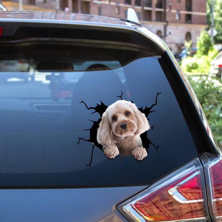 Cavoodle Crack Window Decal Custom 3d Car Decal Vinyl Aesthetic Decal Funny Stickers Home Decor Gift Ideas Car Vinyl Decal Sticker Window Decals, Peel and Stick Wall Decals 12x12IN 2PCS