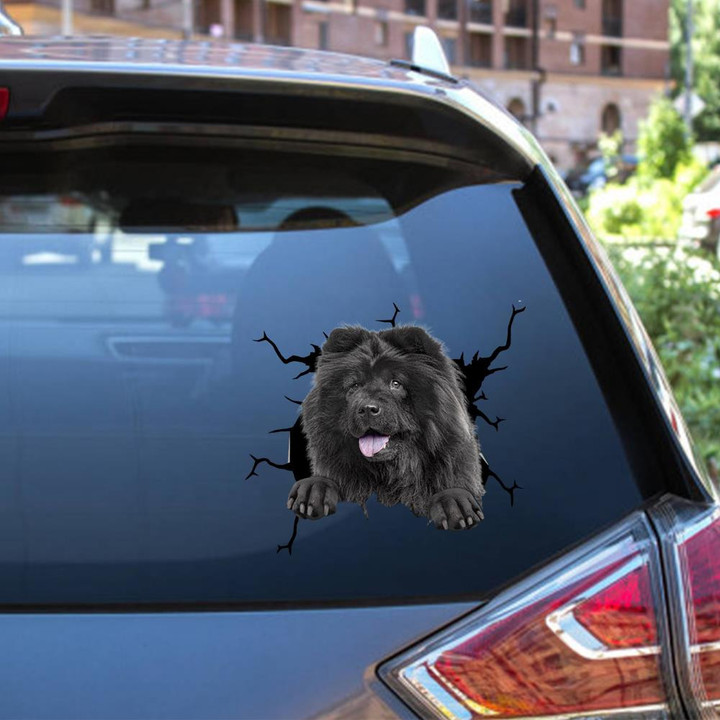 Chow Chow Crack Window Decal Custom 3d Car Decal Vinyl Aesthetic Decal Funny Stickers Home Decor Gift Ideas Car Vinyl Decal Sticker Window Decals, Peel and Stick Wall Decals 12x12IN 2PCS