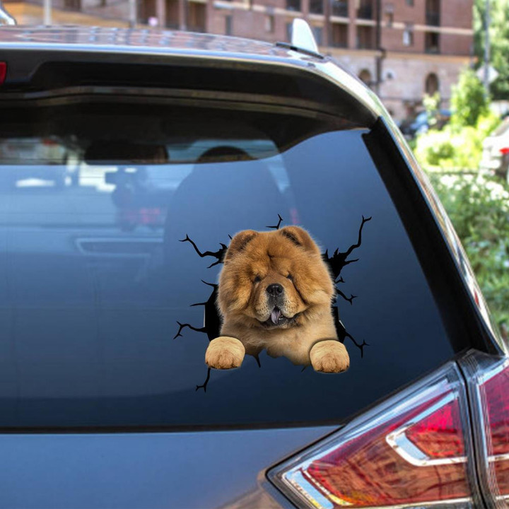 Chow Chow Crack Window Decal Custom 3d Car Decal Vinyl Aesthetic Decal Funny Stickers Cute Gift Ideas Ae10352 Car Vinyl Decal Sticker Window Decals, Peel and Stick Wall Decals 12x12IN 2PCS