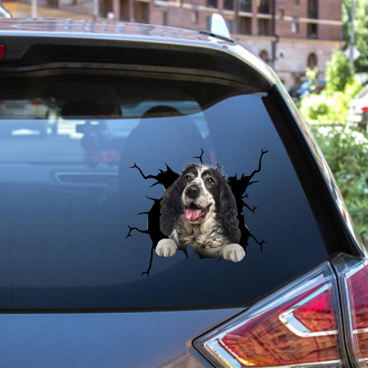 Cocker Spaniel Crack Window Decal Custom 3d Car Decal Vinyl Aesthetic Decal Funny Stickers Cute Gift Ideas Ae10372 Car Vinyl Decal Sticker Window Decals, Peel and Stick Wall Decals 12x12IN 2PCS
