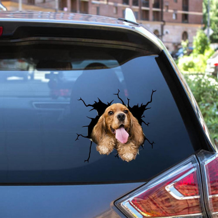 Cocker Spaniel Crack Window Decal Custom 3d Car Decal Vinyl Aesthetic Decal Funny Stickers Cute Gift Ideas Ae10368 Car Vinyl Decal Sticker Window Decals, Peel and Stick Wall Decals 12x12IN 2PCS