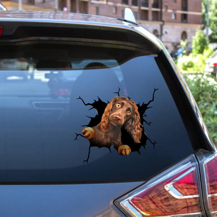 Cocker Spaniel Crack Window Decal Custom 3d Car Decal Vinyl Aesthetic Decal Funny Stickers Cute Gift Ideas Ae10370 Car Vinyl Decal Sticker Window Decals, Peel and Stick Wall Decals 12x12IN 2PCS