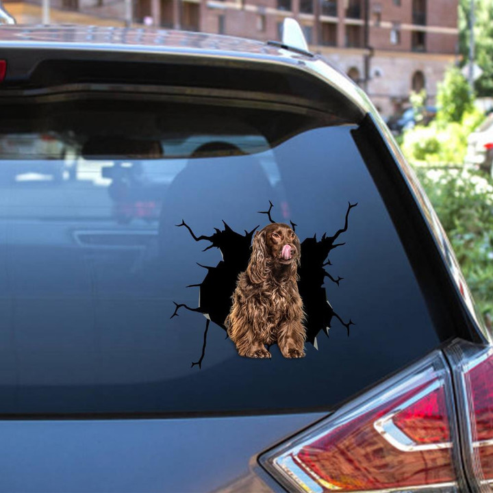 Cocker Spaniel Crack Window Decal Custom 3d Car Decal Vinyl Aesthetic Decal Funny Stickers Home Decor Gift Ideas Car Vinyl Decal Sticker Window Decals, Peel and Stick Wall Decals 12x12IN 2PCS