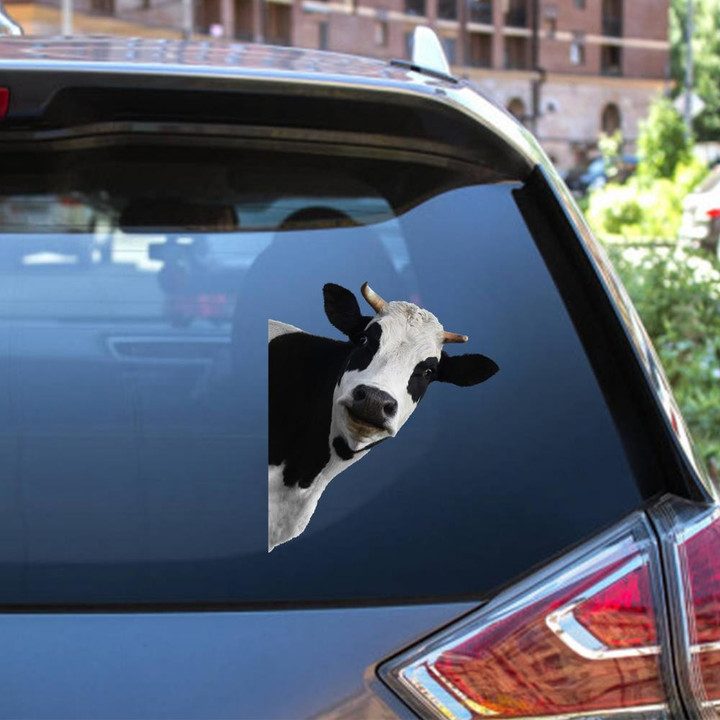 Cow Crack Window Decal Custom 3d Car Decal Vinyl Aesthetic Decal Funny Stickers Cute Gift Ideas Ae10386 Car Vinyl Decal Sticker Window Decals, Peel and Stick Wall Decals 12x12IN 2PCS