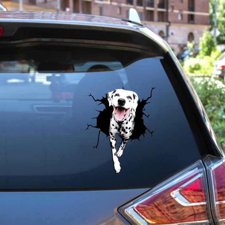 Dalmatian Crack Window Decal Custom 3d Car Decal Vinyl Aesthetic Decal Funny Stickers Cute Gift Ideas Ae10422 Car Vinyl Decal Sticker Window Decals, Peel and Stick Wall Decals 12x12IN 2PCS