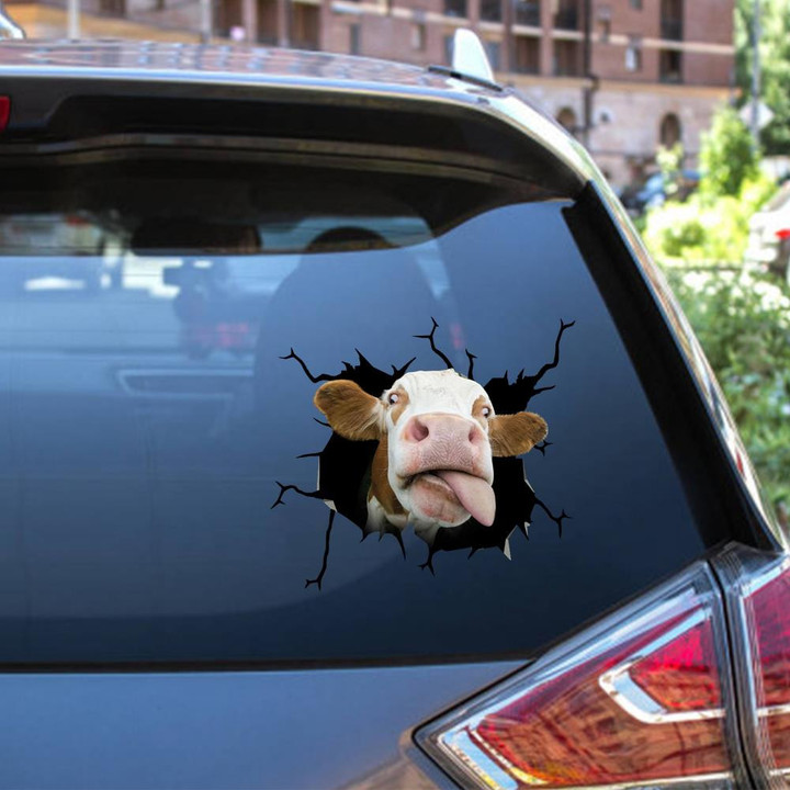 Cow Crack Window Decal Custom 3d Car Decal Vinyl Aesthetic Decal Funny Stickers Cute Gift Ideas Ae10385 Car Vinyl Decal Sticker Window Decals, Peel and Stick Wall Decals 12x12IN 2PCS