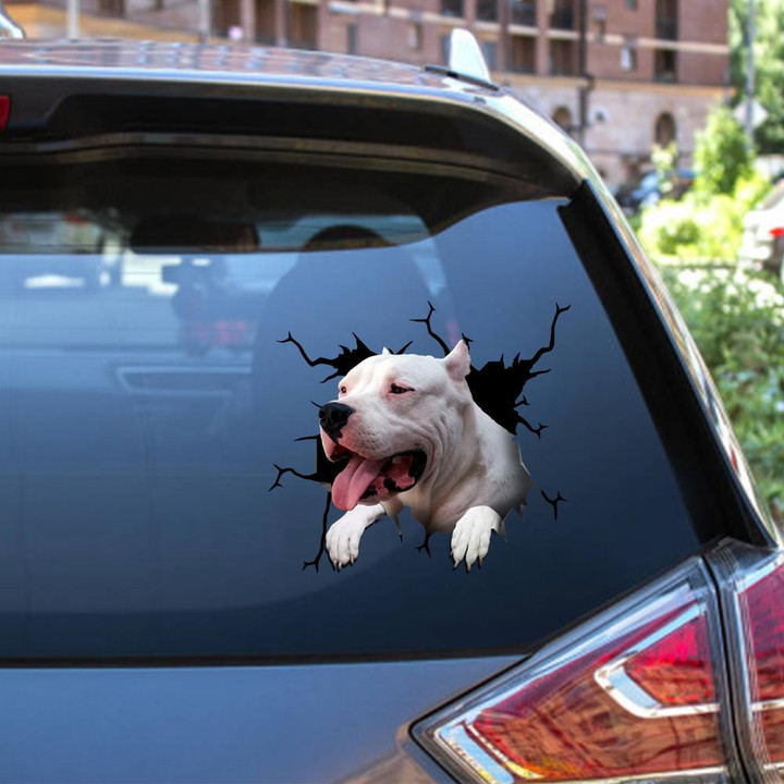 Dogo Argentino Crack Window Decal Custom 3d Car Decal Vinyl Aesthetic Decal Funny Stickers Home Decor Gift Ideas Car Vinyl Decal Sticker Window Decals, Peel and Stick Wall Decals 12x12IN 2PCS