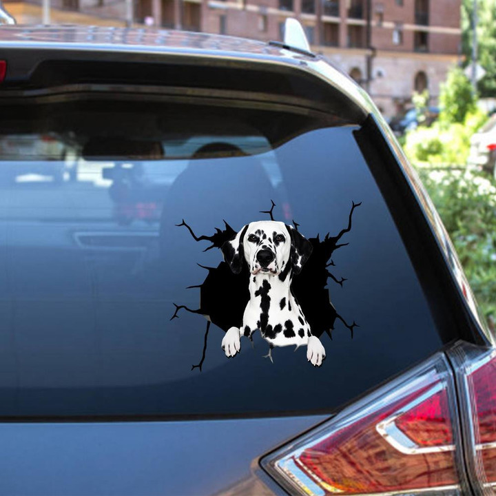 Dalmatian Crack Window Decal Custom 3d Car Decal Vinyl Aesthetic Decal Funny Stickers Cute Gift Ideas Ae10421 Car Vinyl Decal Sticker Window Decals, Peel and Stick Wall Decals 12x12IN 2PCS