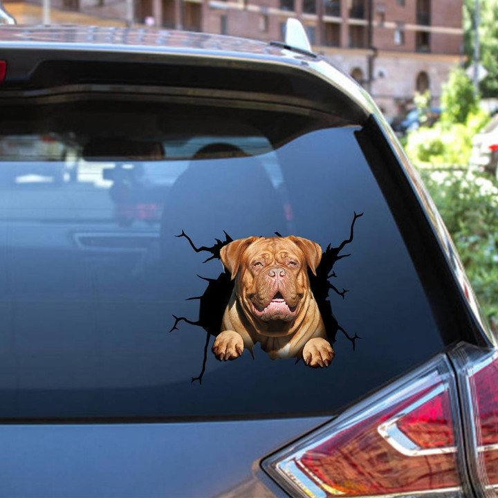 Dogue De Bordeaux Crack Window Decal Custom 3d Car Decal Vinyl Aesthetic Decal Funny Stickers Home Decor Gift Ideas Car Vinyl Decal Sticker Window Decals, Peel and Stick Wall Decals 12x12IN 2PCS