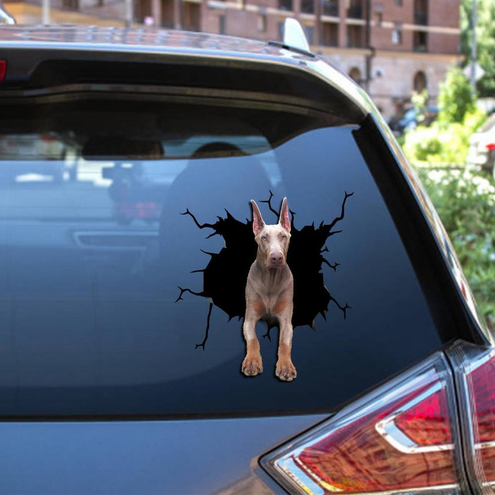 Dobermann Crack Window Decal Custom 3d Car Decal Vinyl Aesthetic Decal Funny Stickers Home Decor Gift Ideas Car Vinyl Decal Sticker Window Decals, Peel and Stick Wall Decals 12x12IN 2PCS