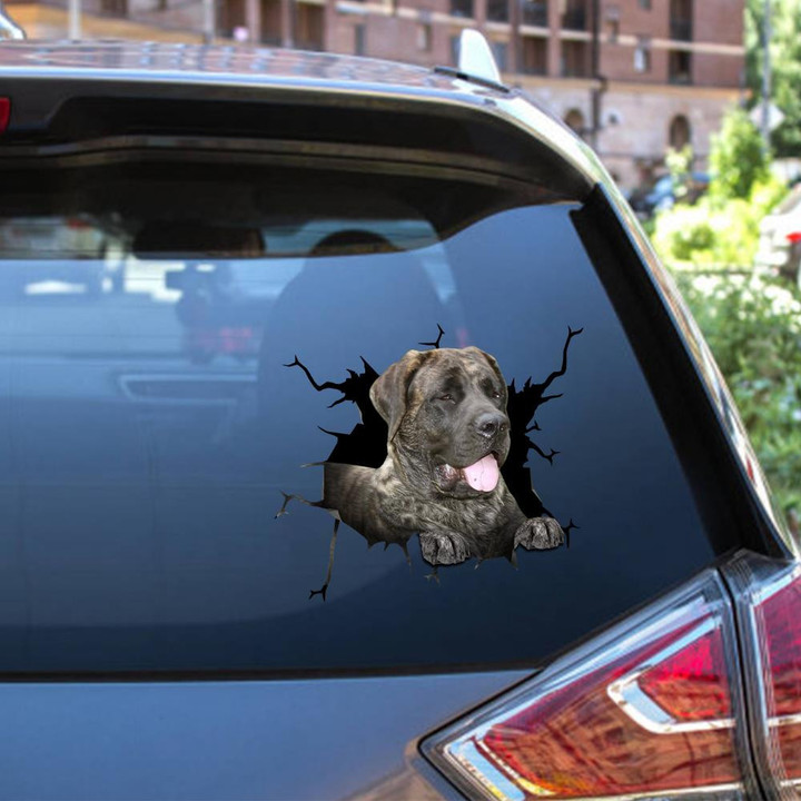 English Mastiff Crack Window Decal Custom 3d Car Decal Vinyl Aesthetic Decal Funny Stickers Home Decor Gift Ideas Car Vinyl Decal Sticker Window Decals, Peel and Stick Wall Decals 12x12IN 2PCS
