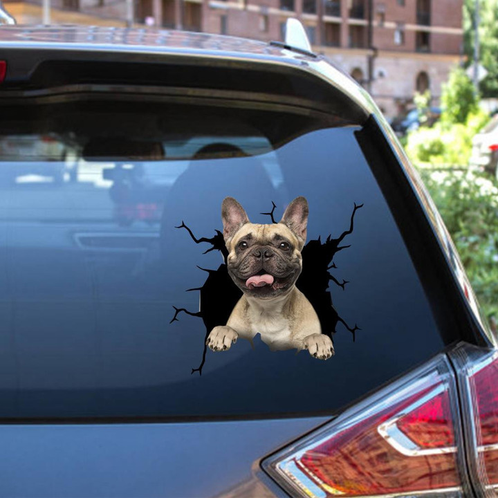 French Bulldog Dog Breeds Dogs Puppy Decal Crack Ideas For Dog Lover Car Vinyl Decal Sticker Window Decals, Peel and Stick Wall Decals 12x12IN 2PCS