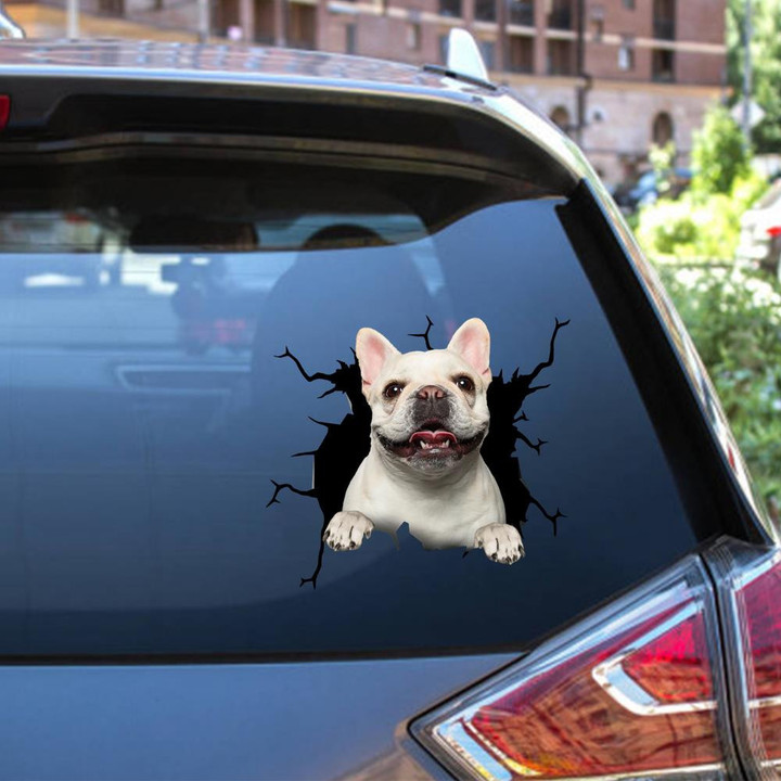 French Bulldog Dog Breeds Dogs Decal Crack Christmas For Family Car Vinyl Decal Sticker Window Decals, Peel and Stick Wall Decals 12x12IN 2PCS