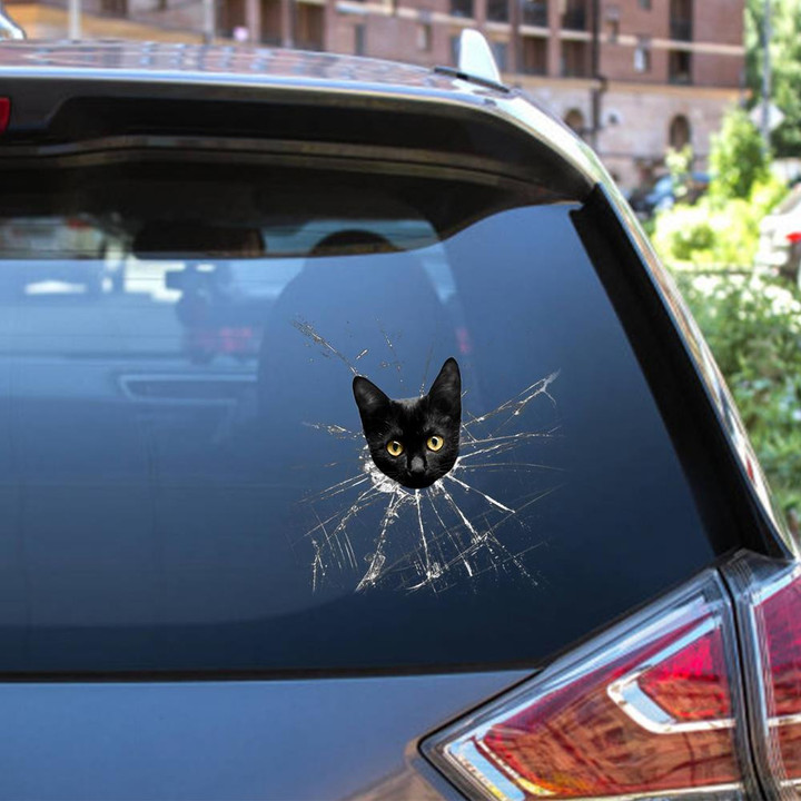 Funny Black Cats Crack Window Decal Custom 3d Car Decal Vinyl Aesthetic Decal Funny Stickers Home Decor Gift Ideas Car Vinyl Decal Sticker Window Decals, Peel and Stick Wall Decals 12x12IN 2PCS