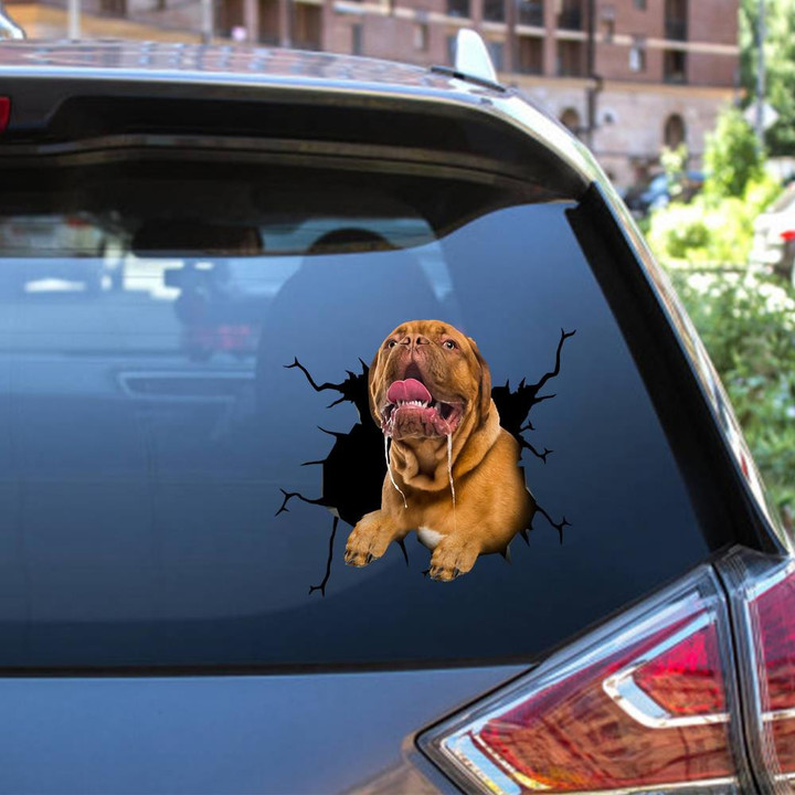 French Mastiff Crack Window Decal Custom 3d Car Decal Vinyl Aesthetic Decal Funny Stickers Home Decor Gift Ideas Car Vinyl Decal Sticker Window Decals, Peel and Stick Wall Decals 12x12IN 2PCS