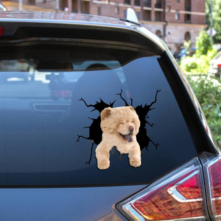 Chow Chow Crack Window Decal Custom 3d Car Decal Vinyl Aesthetic Decal Funny Stickers Cute Gift Ideas Ae10347 Car Vinyl Decal Sticker Window Decals, Peel and Stick Wall Decals 12x12IN 2PCS