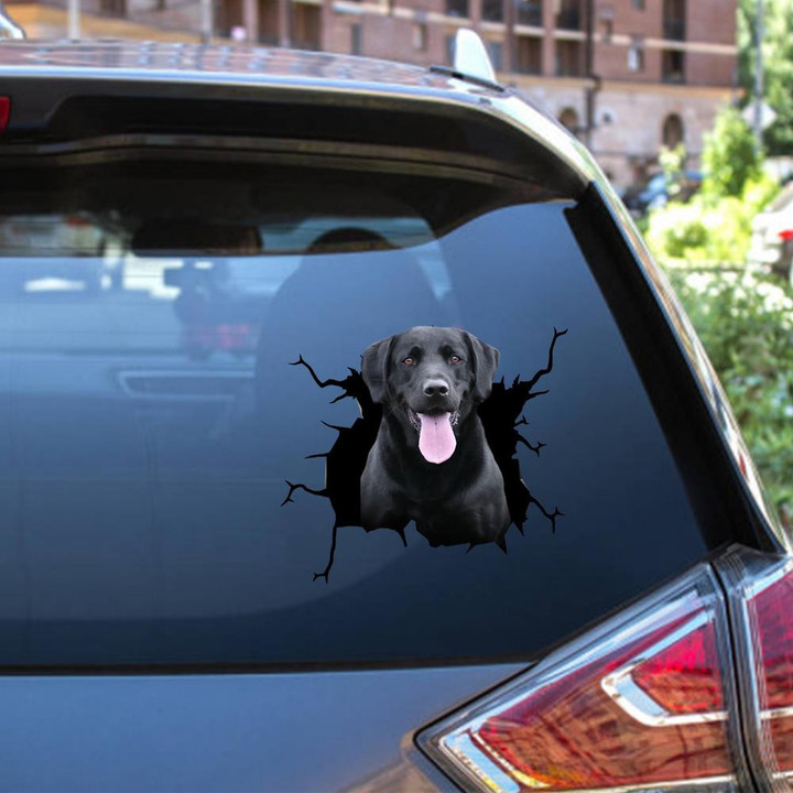 Funny Labrador Dog Crack Decal Sticker Funny For Men Car Vinyl Decal Sticker Window Decals, Peel and Stick Wall Decals 12x12IN 2PCS