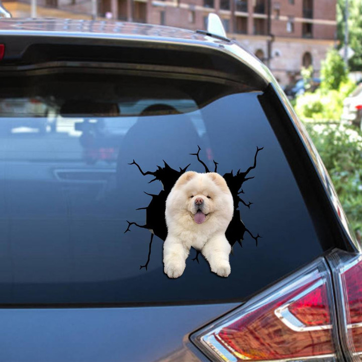 Chow Chow Crack Window Decal Custom 3d Car Decal Vinyl Aesthetic Decal Funny Stickers Cute Gift Ideas Ae10354 Car Vinyl Decal Sticker Window Decals, Peel and Stick Wall Decals 12x12IN 2PCS
