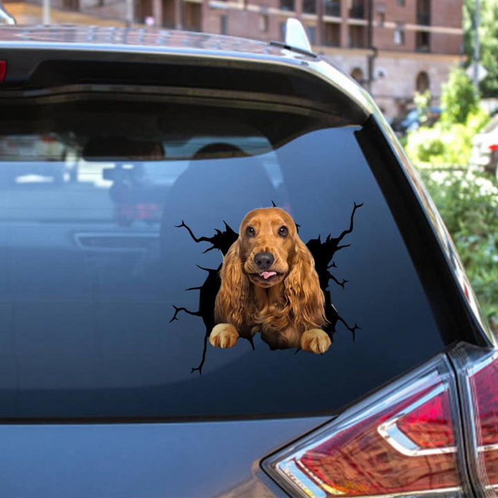 Cocker Spaniel Crack Window Decal Custom 3d Car Decal Vinyl Aesthetic Decal Funny Stickers Cute Gift Ideas Ae10367 Car Vinyl Decal Sticker Window Decals, Peel and Stick Wall Decals 12x12IN 2PCS
