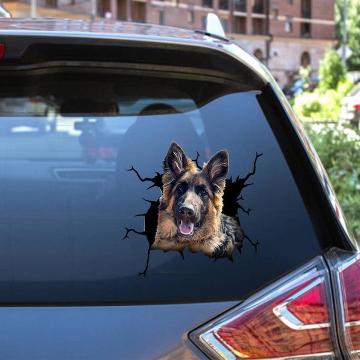 German Shepherd Dog Breeds Dogs Crack Sticker Gifts For Wine Lovers Car Vinyl Decal Sticker Window Decals, Peel and Stick Wall Decals 12x12IN 2PCS