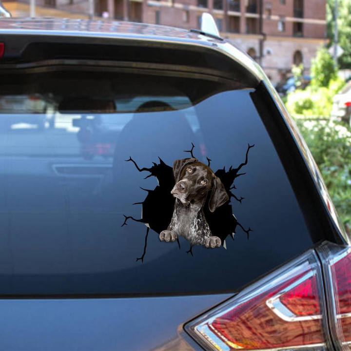 German Shorthaired Pointer Crack Window Decal Custom 3d Car Decal Vinyl Aesthetic Decal Funny Stickers Cute Gift Ideas Ae10549 Car Vinyl Decal Sticker Window Decals, Peel and Stick Wall Decals 12x12IN 2PCS