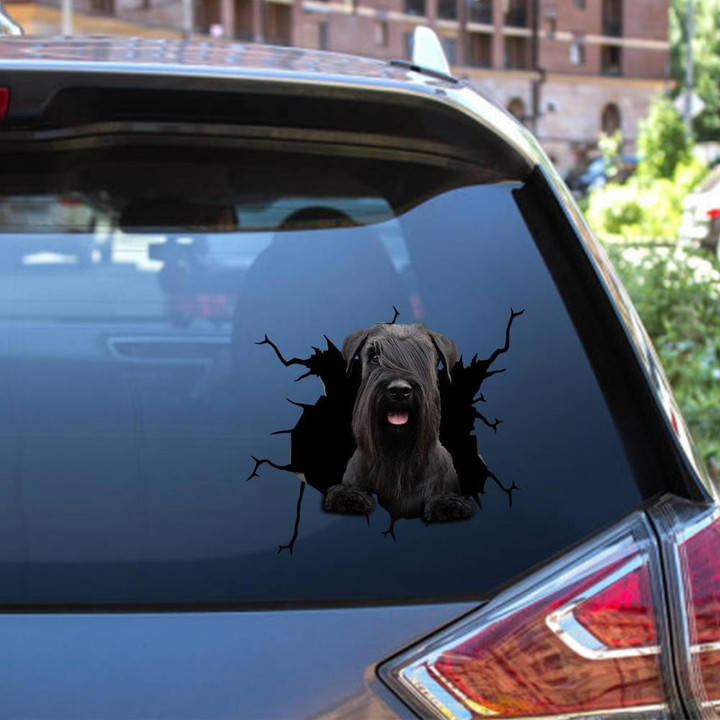 Giant Schnauzer Crack Window Decal Custom 3d Car Decal Vinyl Aesthetic Decal Funny Stickers Home Decor Gift Ideas Car Vinyl Decal Sticker Window Decals, Peel and Stick Wall Decals 12x12IN 2PCS