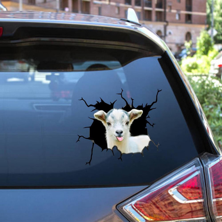 Goat Crack Window Decal Custom 3d Car Decal Vinyl Aesthetic Decal Funny Stickers Home Decor Gift Ideas Car Vinyl Decal Sticker Window Decals, Peel and Stick Wall Decals 12x12IN 2PCS